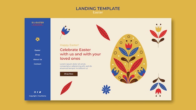 Flat design happy easter template