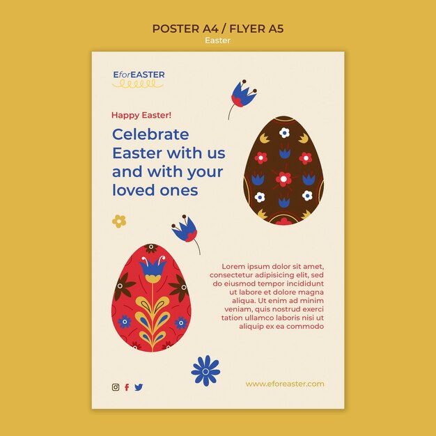 Flat design happy easter template