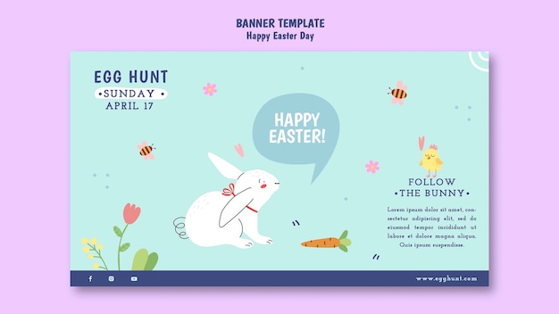 Free PSD flat design happy easter template