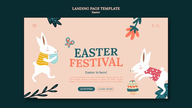 Free PSD flat design happy easter template