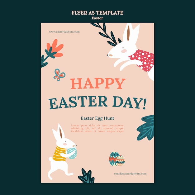 Free PSD flat design happy easter template