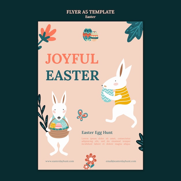 Free PSD flat design happy easter template