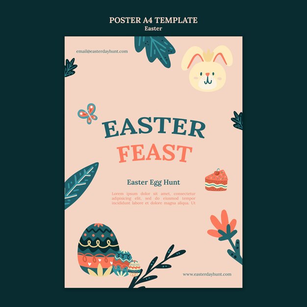 Free PSD flat design happy easter template