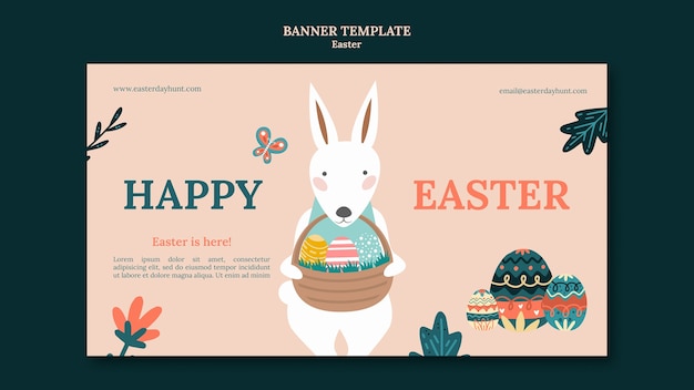 Free PSD flat design happy easter template