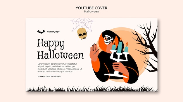 Free PSD flat design happy halloween template