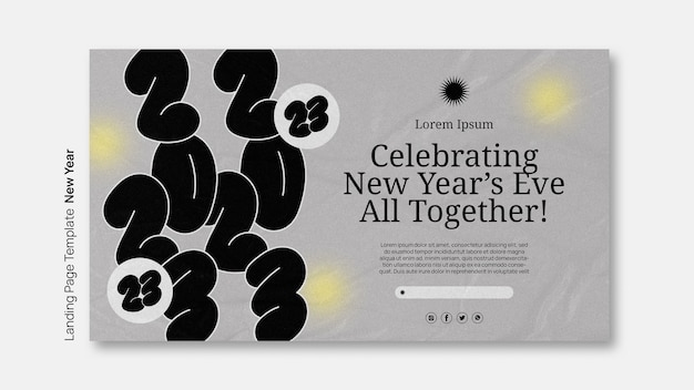 Free PSD flat design happy new year template