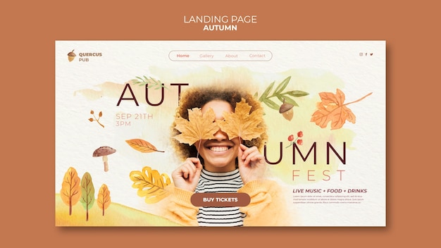 Free PSD flat design harvest festival template