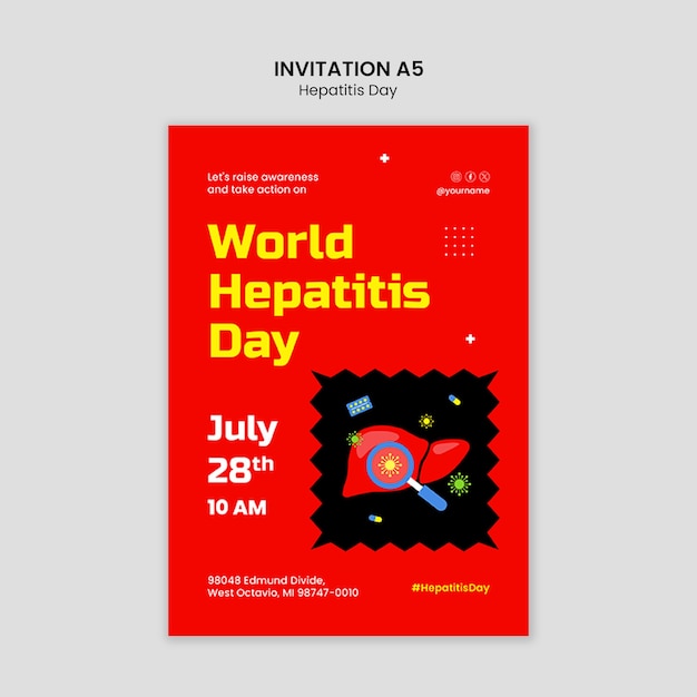 Free PSD flat design hepatitis day  awareness template