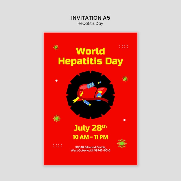 Free PSD flat design hepatitis day  awareness template