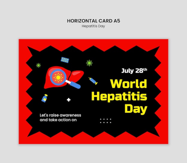 Free PSD flat design hepatitis day  awareness template