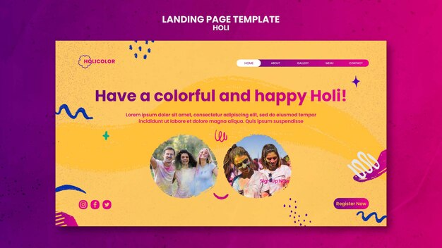 Flat design holi festival design template