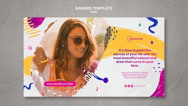 Free PSD flat design holi festival design template