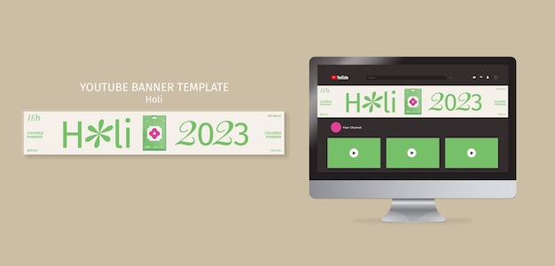 Free PSD flat design holi festival template