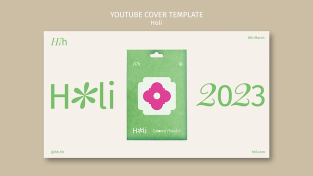 Free PSD flat design holi festival template