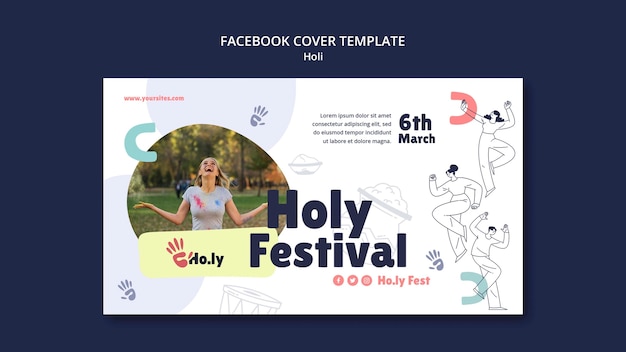 Free PSD flat design holi festival template