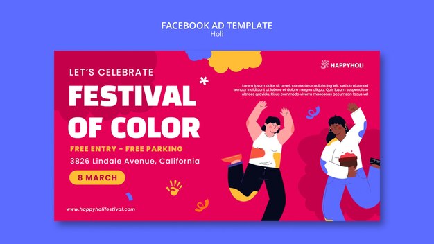 Flat design holi festival template