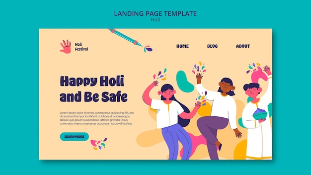 Free PSD flat design holi template