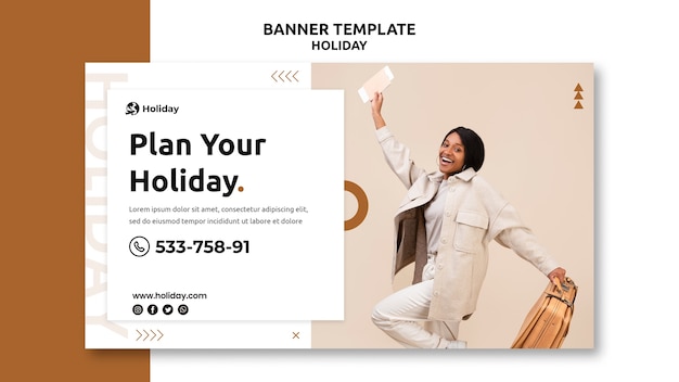 Free PSD flat design holiday banner template design