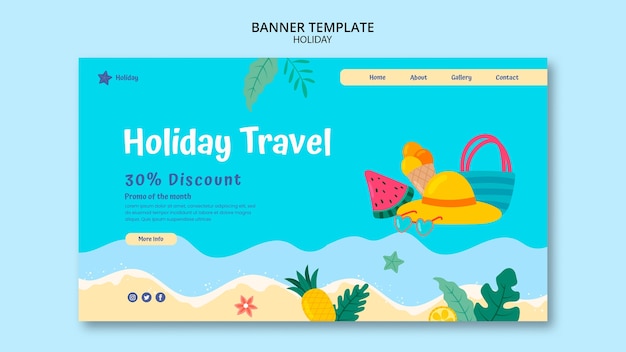 Flat design holiday banner template