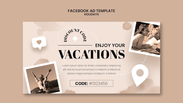 Free PSD flat design holiday facebook ad template