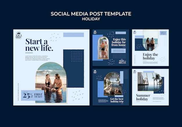 Free PSD flat design holiday instagram template design