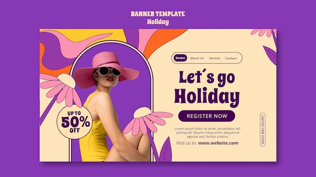 Flat design holiday landing page template