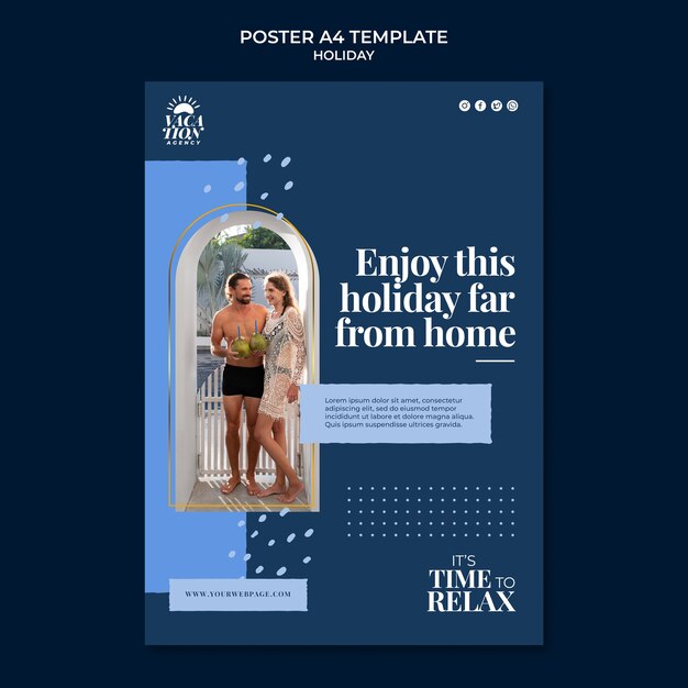 Free PSD flat design holiday poster template design