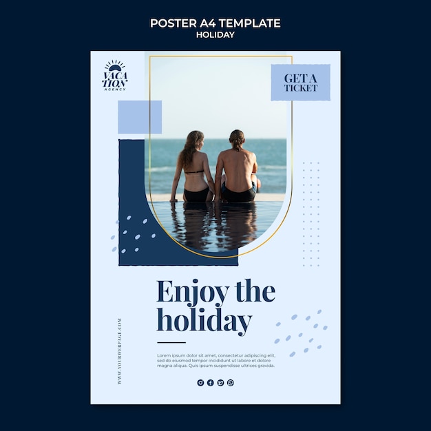 Flat design holiday poster template design