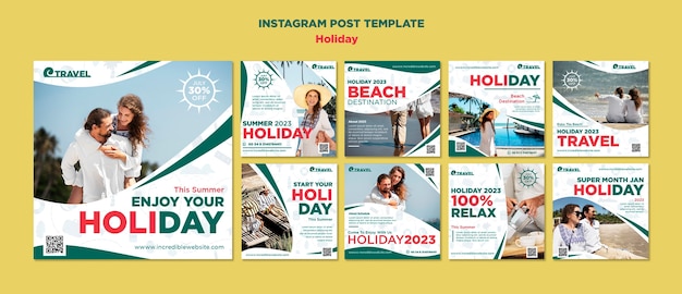 Free PSD flat design holiday  template