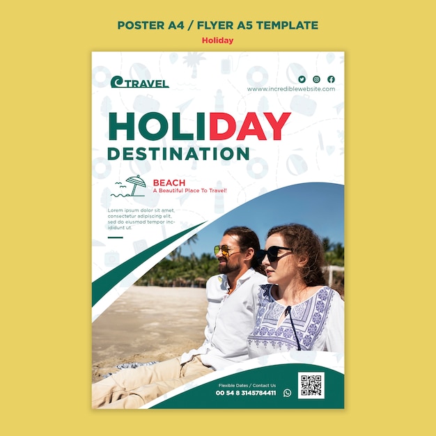 Free PSD flat design holiday  template