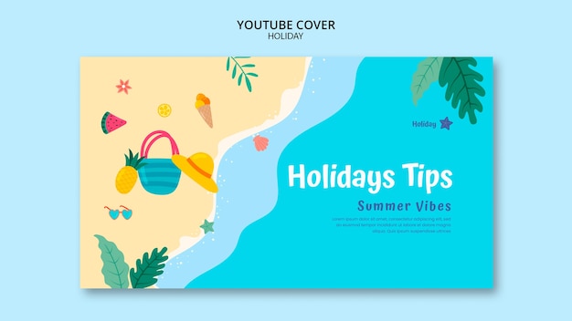 Free PSD flat design holiday youtube template