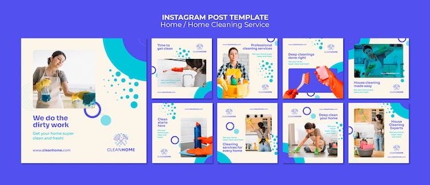 Free PSD flat design home cleaning template