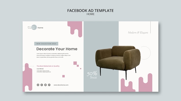 Free PSD flat design home design facebook ad template