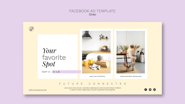 Free PSD flat design home design facebook template