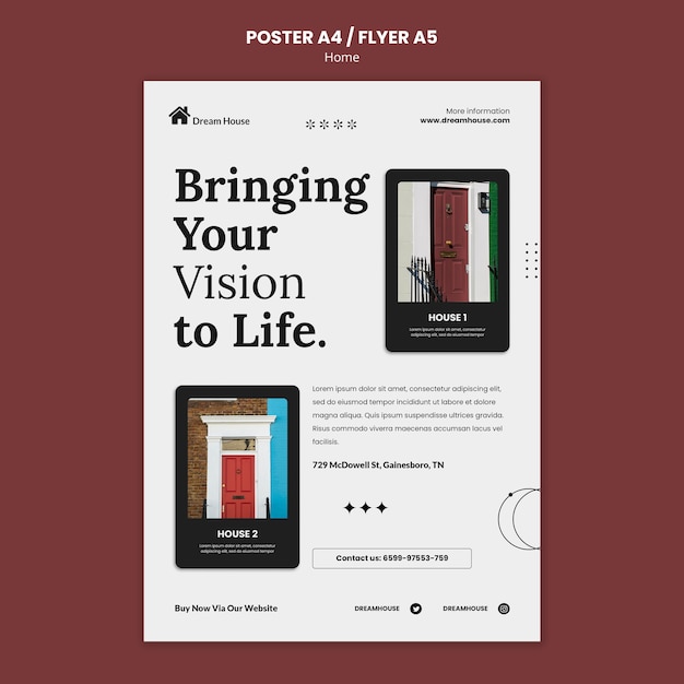 Free PSD flat design home template