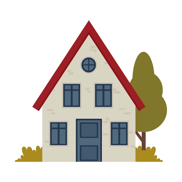 Free PSD flat design house illustration