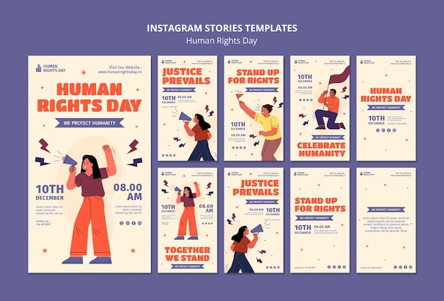 Free PSD flat design human rights day instagram stories