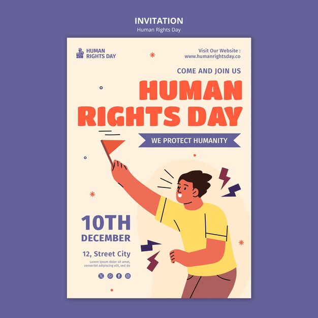 Flat design human rights day  invitation