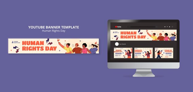 Flat design human rights day youtube banner