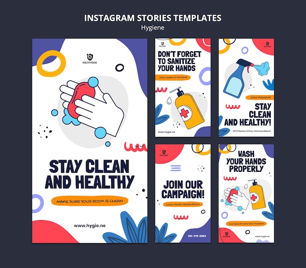 Free PSD flat design hygiene instagram stories template