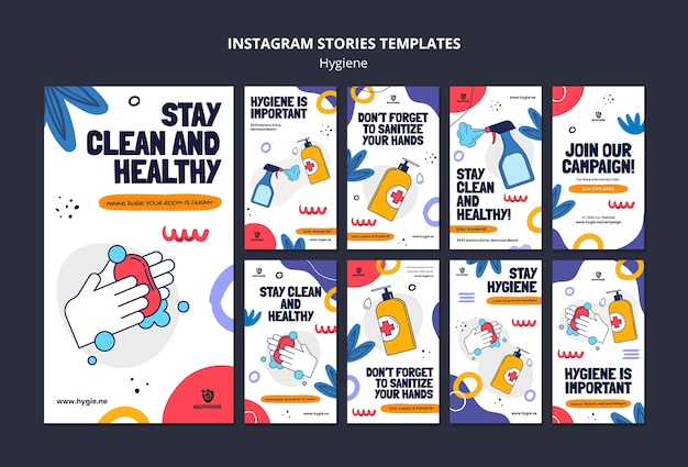 Free PSD flat design hygiene instagram stories template