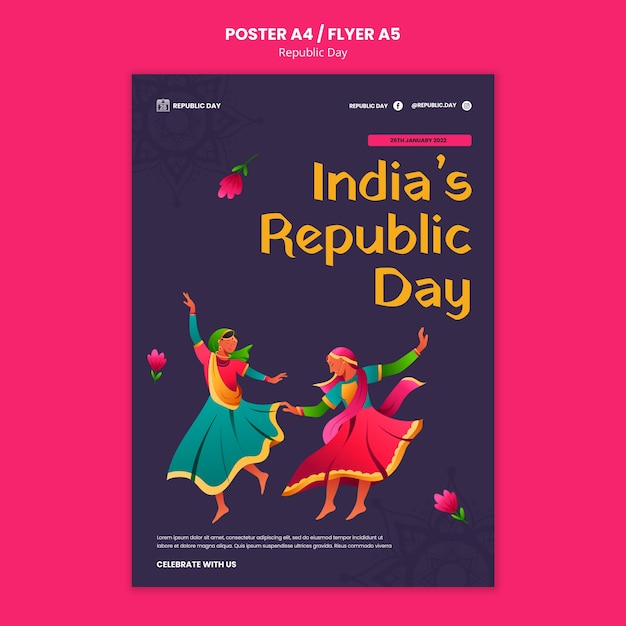 Free PSD flat design indian independence day template