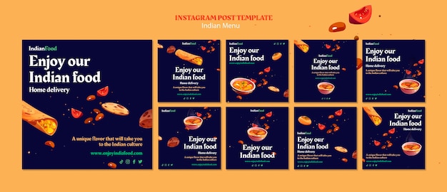 Free PSD flat design indian menu template