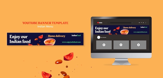 Free PSD flat design indian menu template