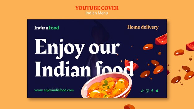 Free PSD flat design indian menu template