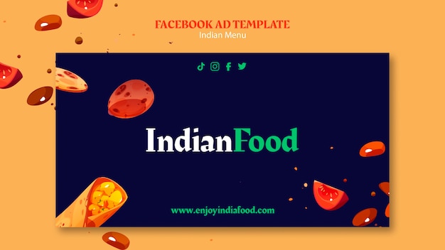 Free PSD flat design indian menu template