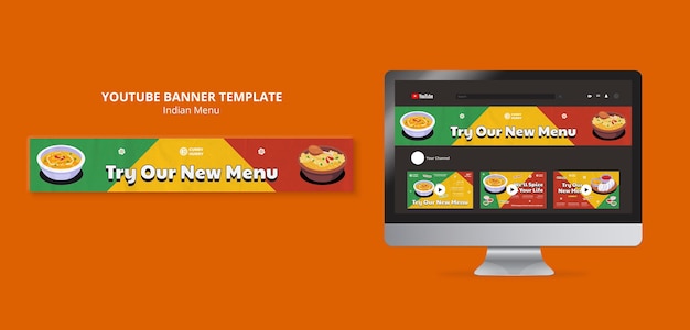 Free PSD flat design indian menu template