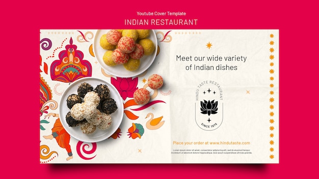 Free PSD flat design indian restaurant template