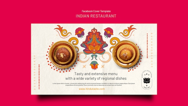 Free PSD flat design indian restaurant template