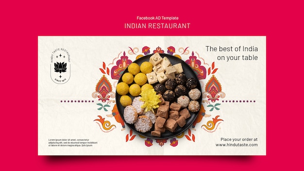 Free PSD flat design indian restaurant template